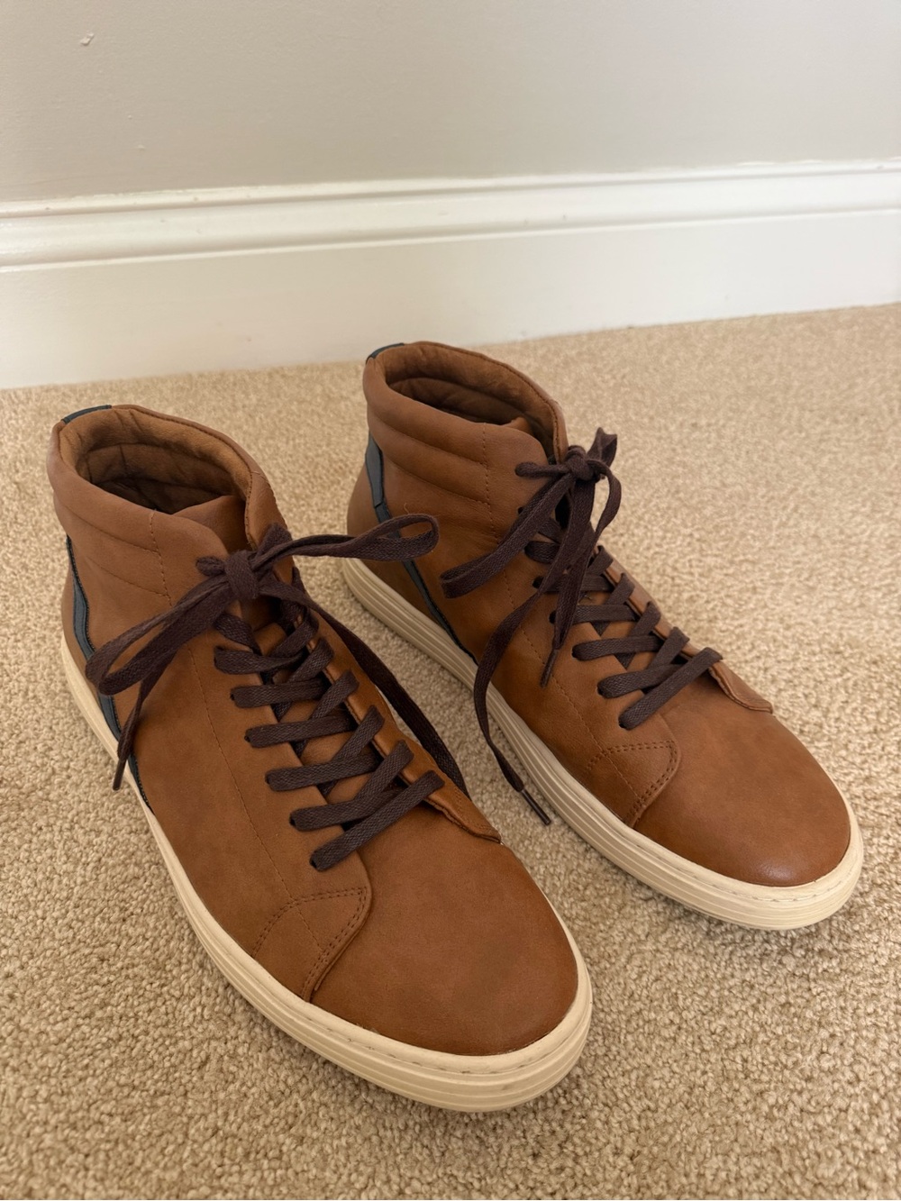 Steve Madden Men's High-Top Sneakers in Tan with Dark Brown Laces